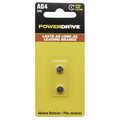 Powerdrive AG4 1.5V Alkaline Button Battery, PK 2 PDAG42B